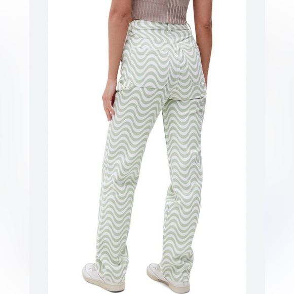PacSun Green & White Boyfriend Carpenter Pants - Picture 3 of 11